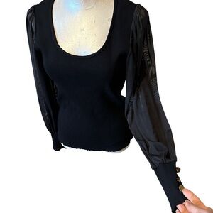 Mezzanine Women’s Black sheer long sleeve blouse  size Medium